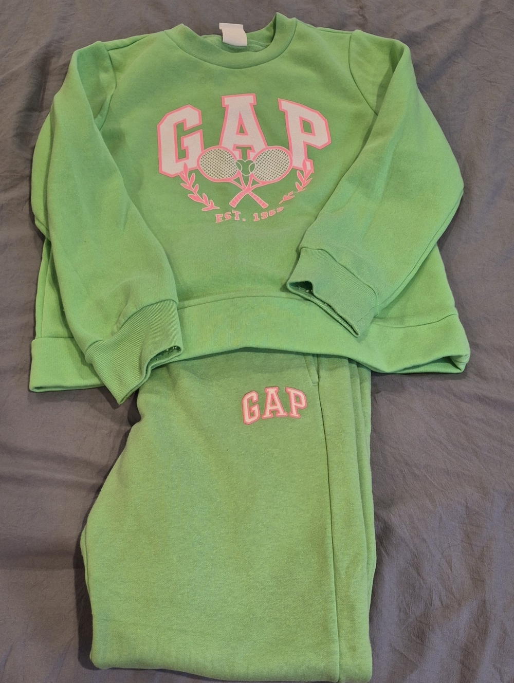 GAP Kids Lime Green Pajama Set with Pink Logo